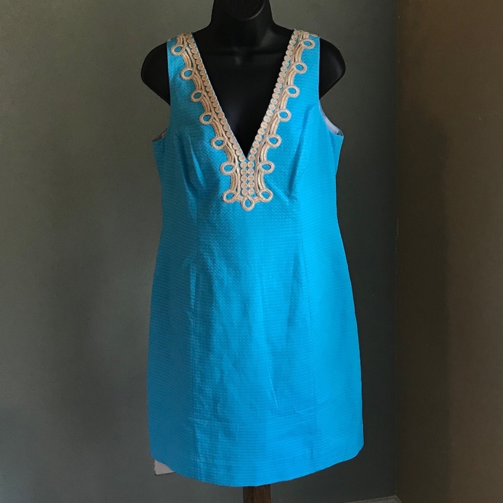 Lilly Pulitzer Blue Mini Dress with Cream Trim
